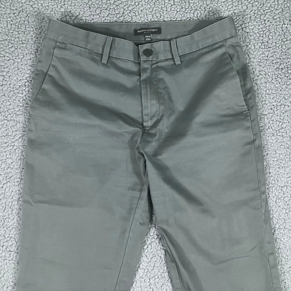 Banana Republic Slim Fit Chinos Mens 31x34 Grey Cotton Stretch Trousers Pants - Picture 5 of 10